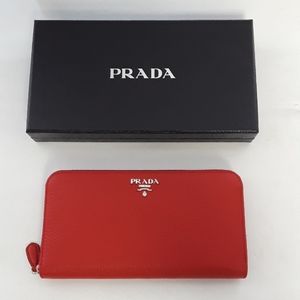 NIB Prada 1ML506 Red leather wallet